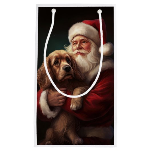 Cocker Spaniel Met Sinterklaas Feestelijke Kerstmi Klein Cadeauzakje (Voorkant)