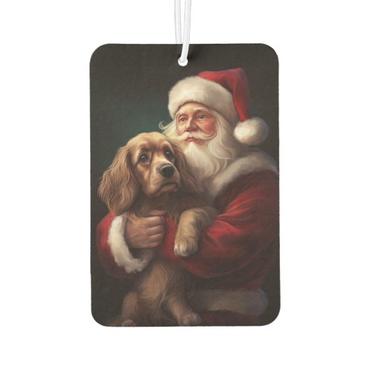 Cocker Spaniel Met Sinterklaas Feestelijke Kerstmi Luchtverfrisser (Achterkant)
