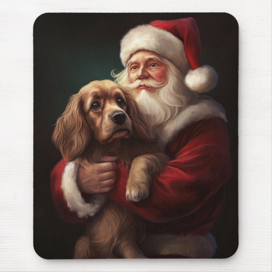 Cocker Spaniel Met Sinterklaas Feestelijke Kerstmi Muismat (Voorkant)