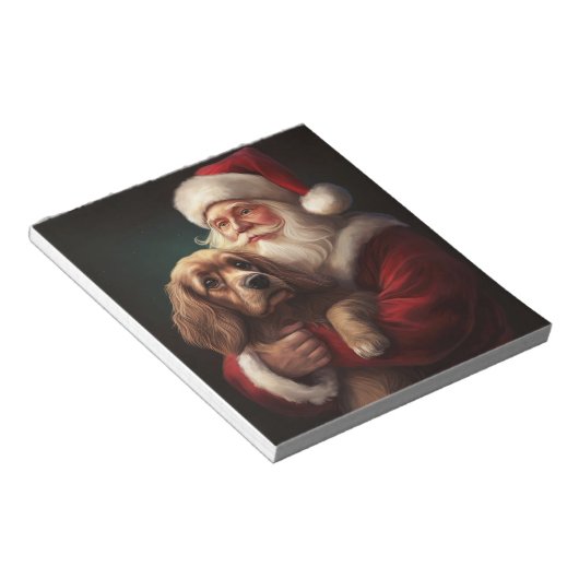 Cocker Spaniel Met Sinterklaas Feestelijke Kerstmi Notitieblok (Schuin)
