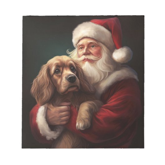 Cocker Spaniel Met Sinterklaas Feestelijke Kerstmi Notitieblok (Voorkant)