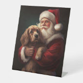 Cocker Spaniel Met Sinterklaas Feestelijke Kerstmi Reclamebord Met Voetstuk (Voorkant)