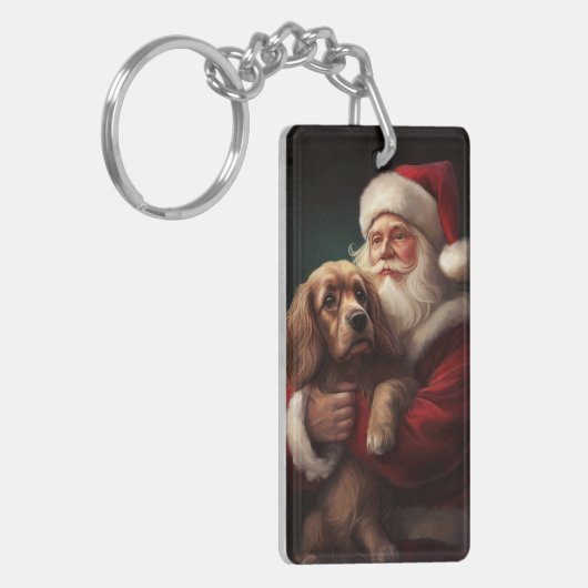 Cocker Spaniel Met Sinterklaas Feestelijke Kerstmi Sleutelhanger (Voorkant Links)