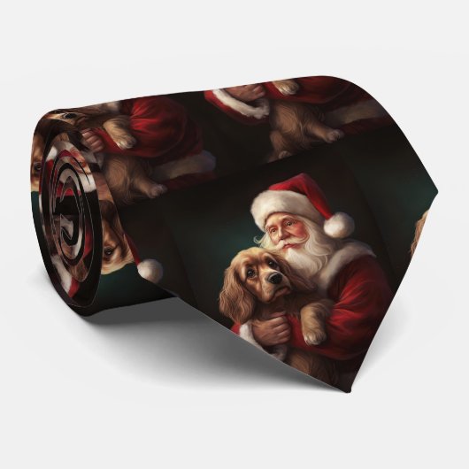 Cocker Spaniel Met Sinterklaas Feestelijke Kerstmi Stropdas (Opgerold)