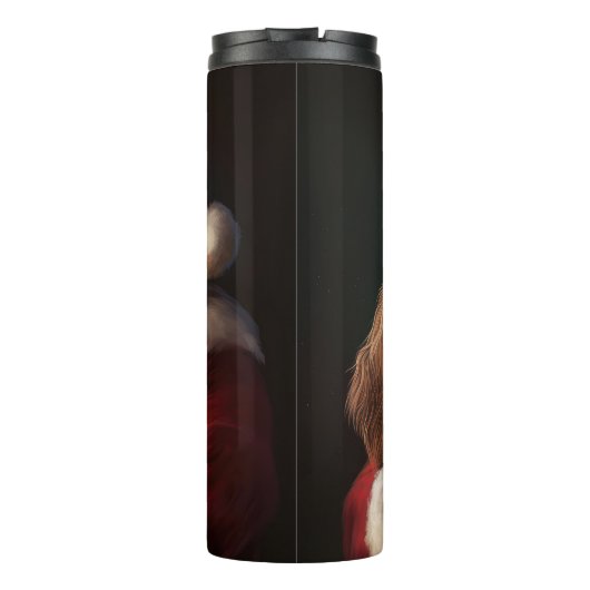 Cocker Spaniel Met Sinterklaas Feestelijke Kerstmi Thermosbeker (Achterkant)