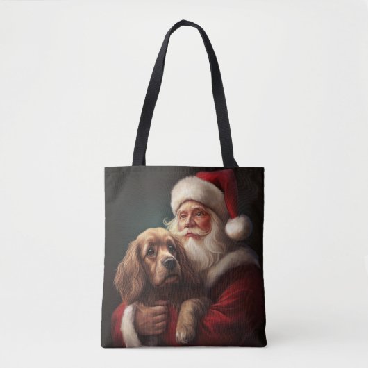 Cocker Spaniel Met Sinterklaas Feestelijke Kerstmi Tote Bag (Voorkant)
