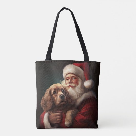 Cocker Spaniel Met Sinterklaas Feestelijke Kerstmi Tote Bag (Achterkant)