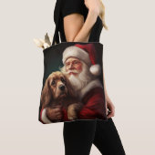Cocker Spaniel Met Sinterklaas Feestelijke Kerstmi Tote Bag (Dichtbij)