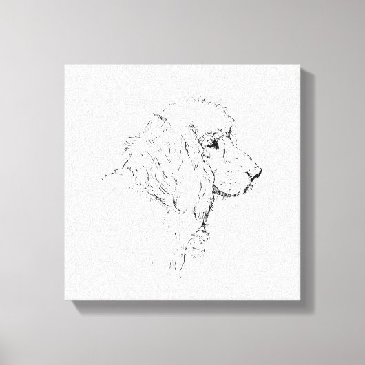 Cocker Spaniel – Minimalistische hondenlijntekenin Canvas Afdruk (Voorkant)