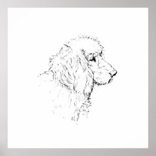 Cocker Spaniel – Minimalistische hondenlijntekenin Poster
