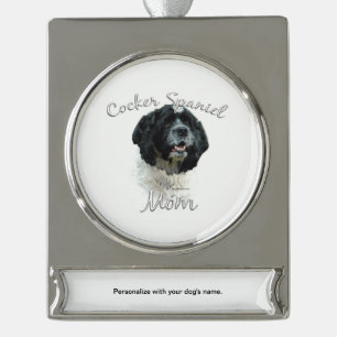 Cocker Spaniel Moeder 2 Verzilverd Banner Ornament
