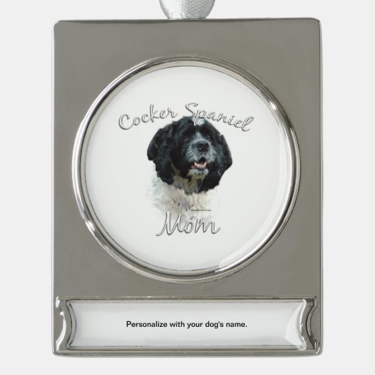 Cocker Spaniel Moeder 2 Verzilverd Banner Ornament (Voorkant)
