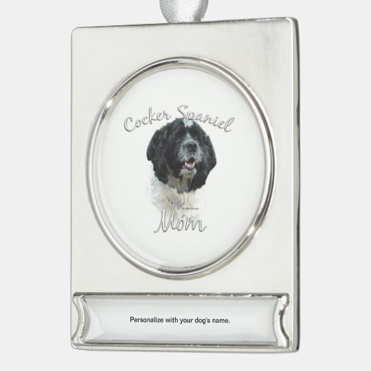 Cocker Spaniel Moeder 2 Verzilverd Banner Ornament (Links)