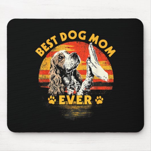 Cocker spaniel moeder retro zonsondergang grappige muismat (Voorkant)