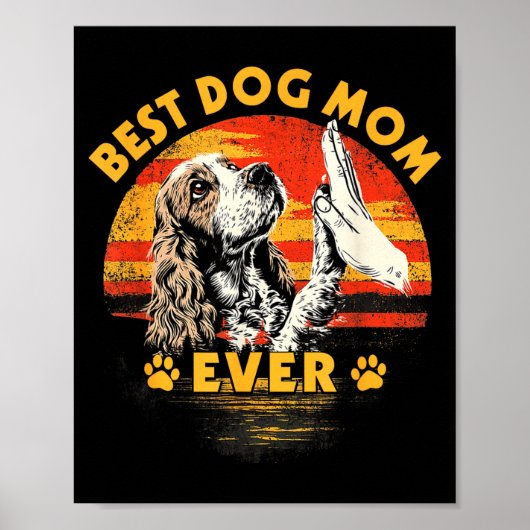 Cocker spaniel moeder retro zonsondergang grappige poster (Voorkant)