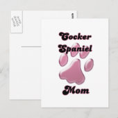 Cocker Spaniel Moeder Roze Pawprint Briefkaart (Voorkant / Achterkant)