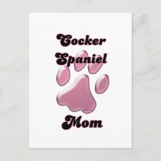 Cocker Spaniel Moeder Roze Pawprint Briefkaart (Voorkant)