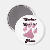Cocker Spaniel Moeder Roze Pawprint - Magneet (Voorkant / Achterkant)