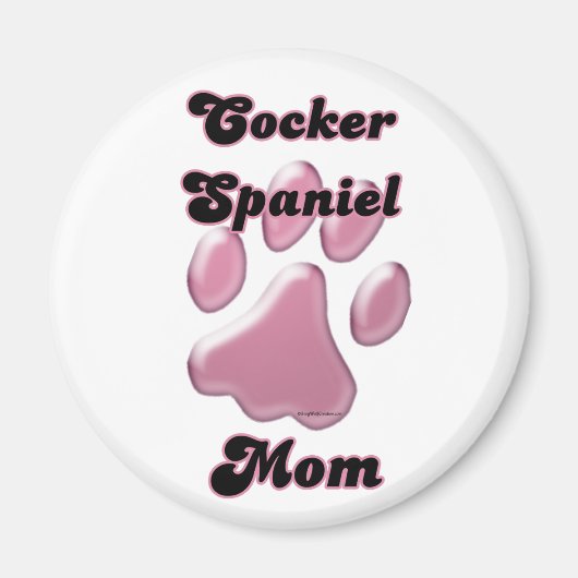 Cocker Spaniel Moeder Roze Pawprint - Magneet (Voorkant)