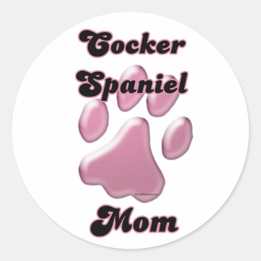 Cocker Spaniel Moeder Roze Pawprint - Sticker (Voorkant)