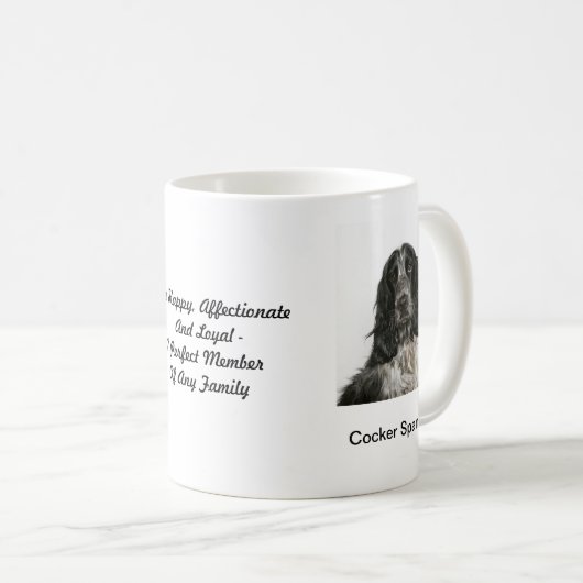 Cocker Spaniel-Mok - met twee afbeeldingen en een Koffiemok (Voorkant rechts)