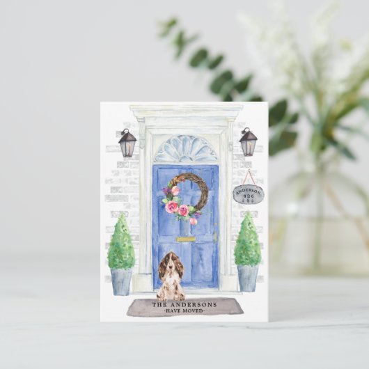 Cocker Spaniel Moving Announcement Briefkaart (Staand voorkant)
