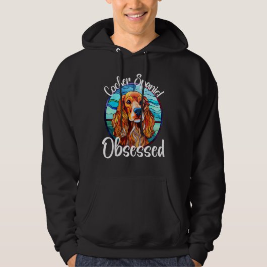 Cocker Spaniel Obsessed Dog Mom Puppy Colorful Pet Hoodie (Voorkant)