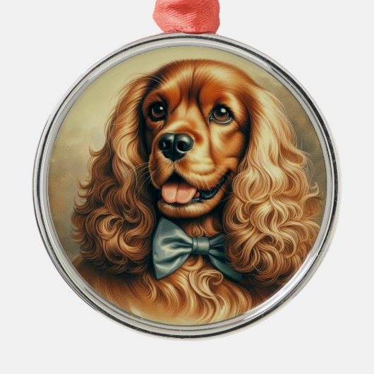 Cocker Spaniel Olieverfschilderij Metalen Ornament (Voorkant)