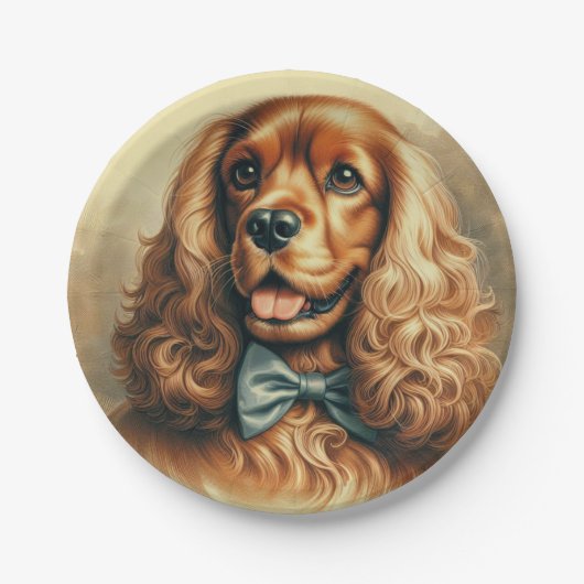 Cocker Spaniel Olieverfschilderij Papieren Bordje (Voorkant)