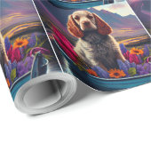 Cocker Spaniel op een peddel: Een landschappelijk  Cadeaupapier (Rol Hoek)