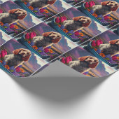 Cocker Spaniel op een peddel: Een landschappelijk  Cadeaupapier (Hoek)