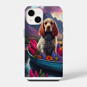 Cocker Spaniel op een peddel: Een landschappelijk iPhone 14 Hoesje