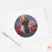 Cocker Spaniel op een peddel: Een landschappelijk  Ronde Sticker (Envelop)