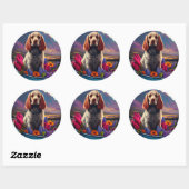 Cocker Spaniel op een peddel: Een landschappelijk  Ronde Sticker (Vel)