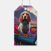 Cocker Spaniel op een peddel: Een Schilderachtig a Cadeaulabel (Voorkant)