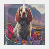 Cocker Spaniel op een peddel: Een Schilderachtig a Glas Ornament (Voorkant)