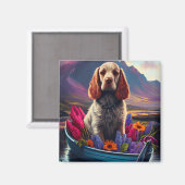 Cocker Spaniel op een peddel: Een Schilderachtig a Magneet (Voorkant / Achterkant)