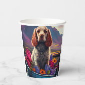 Cocker Spaniel op een peddel: Een Schilderachtig a Papieren Bekers (Achterkant)