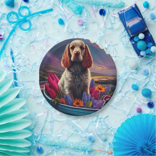 Cocker Spaniel op een peddel: Een Schilderachtig a Papieren Bordje (Feest)