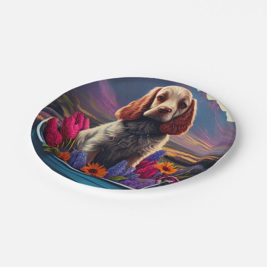 Cocker Spaniel op een peddel: Een Schilderachtig a Papieren Bordje (Gekanteld)