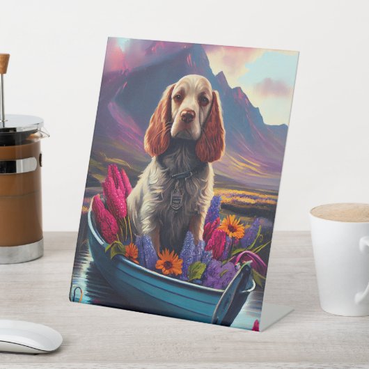 Cocker Spaniel op een peddel: Een Schilderachtig a Reclamebord Met Voetstuk (Insitu)