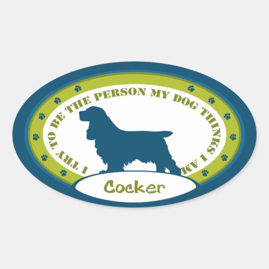 COCKER SPANIEL OVALE STICKER (Voorkant)