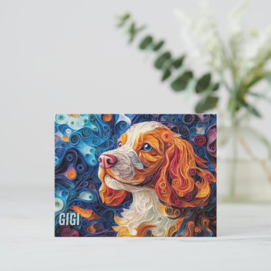 Cocker Spaniel Papier Quilling Art Dog Portret Briefkaart (Staand voorkant)