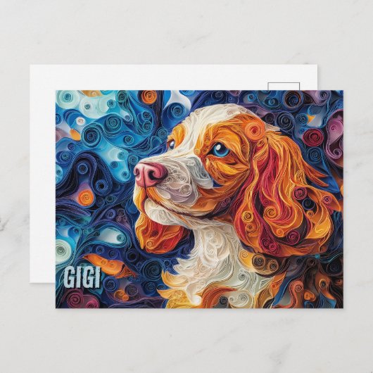 Cocker Spaniel Papier Quilling Art Dog Portret Briefkaart (Voorkant / Achterkant)