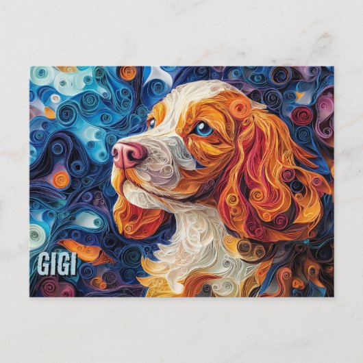 Cocker Spaniel Papier Quilling Art Dog Portret Briefkaart (Voorkant)