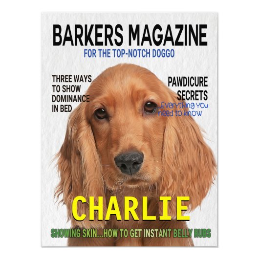 Cocker Spaniel Parody Magazine Hoesje Foto Afdruk (Voorkant)