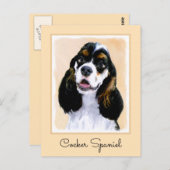 Cocker Spaniel (Parti) Schilderen - Oorspronkelijk Briefkaart (Voorkant / Achterkant)