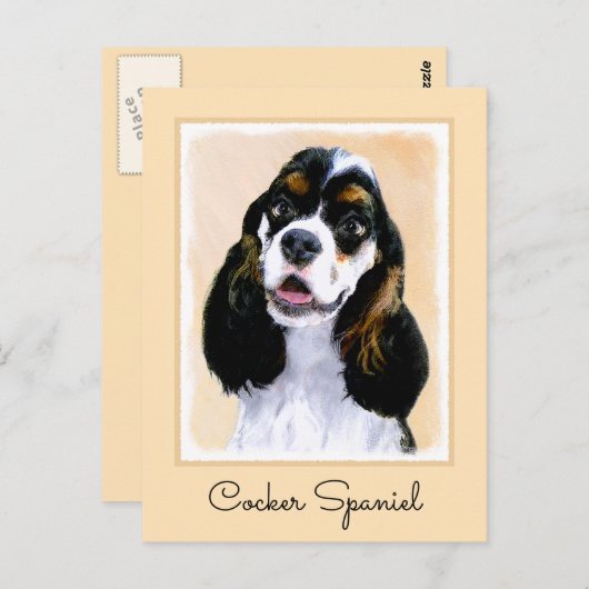 Cocker Spaniel (Parti) Schilderen - Oorspronkelijk Briefkaart (Voorkant / Achterkant)