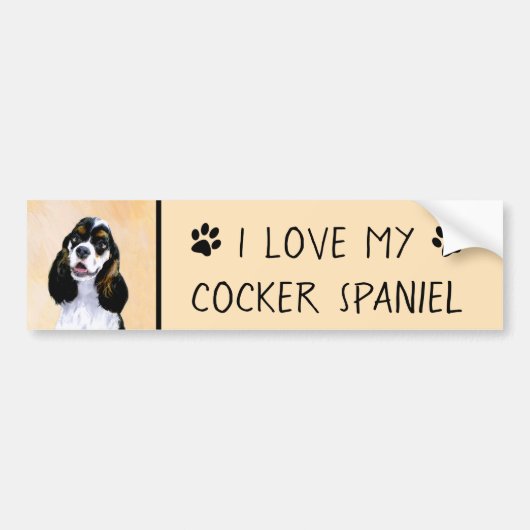 Cocker Spaniel (Parti) Schilderen - Oorspronkelijk Bumpersticker (Voorkant)