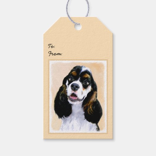 Cocker Spaniel (Parti) Schilderen - Oorspronkelijk Cadeaulabel (Voorkant)